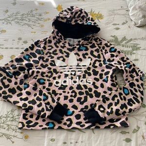 Adidas leopard girls cropped hoodie